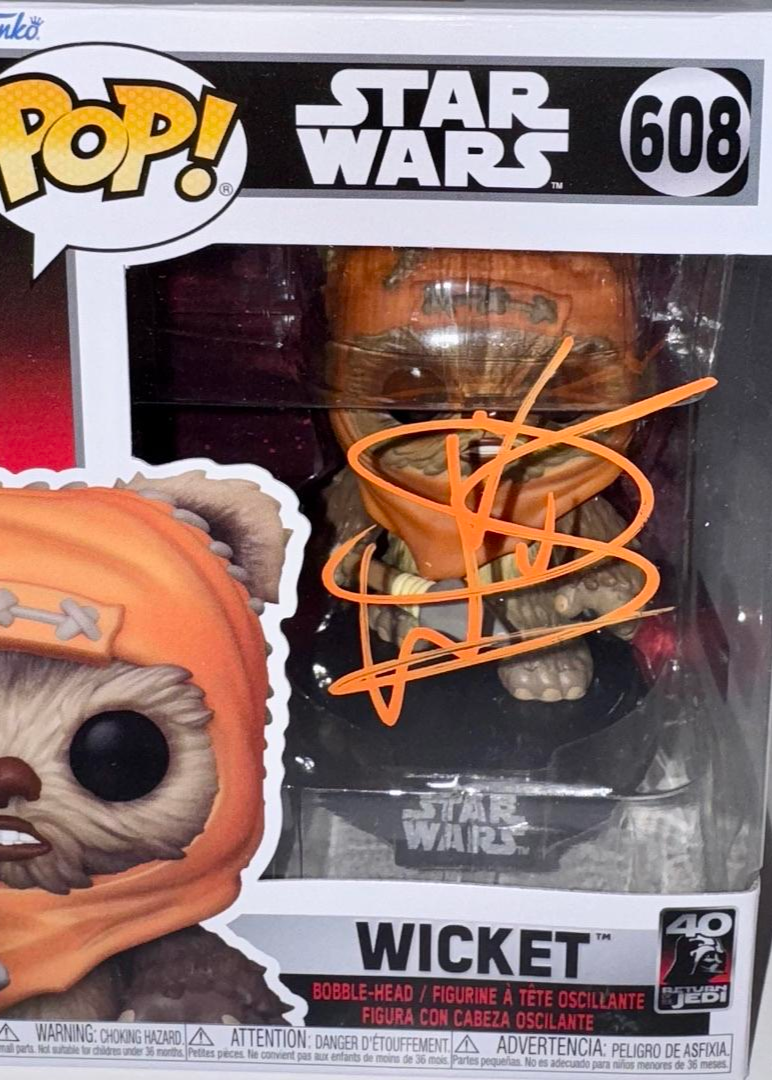 Warwick Davis Signed Funko Pop #608 "Wicket" (Star Wars) - Pristine COA #01